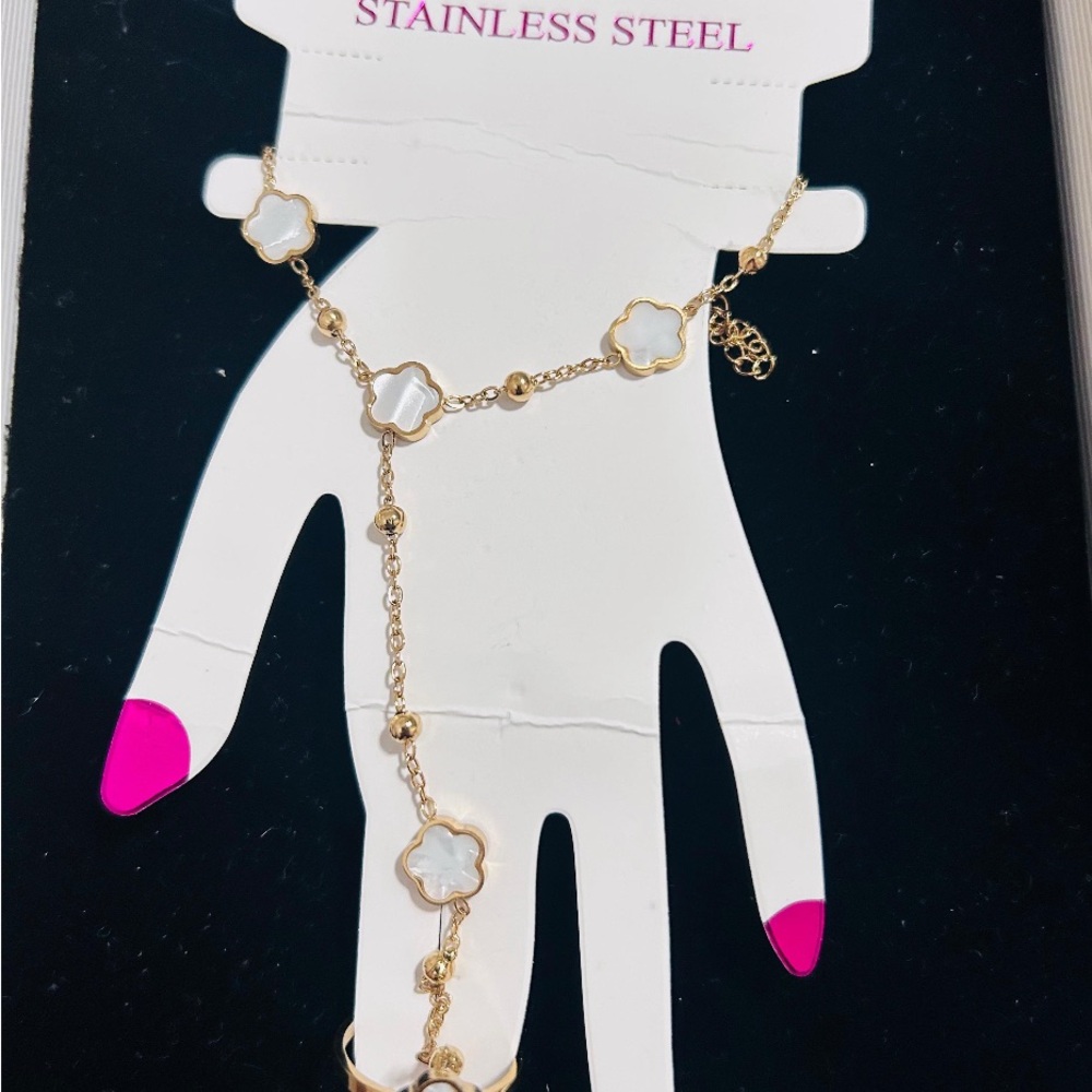 Gold and White Stainless Steel Bracelet